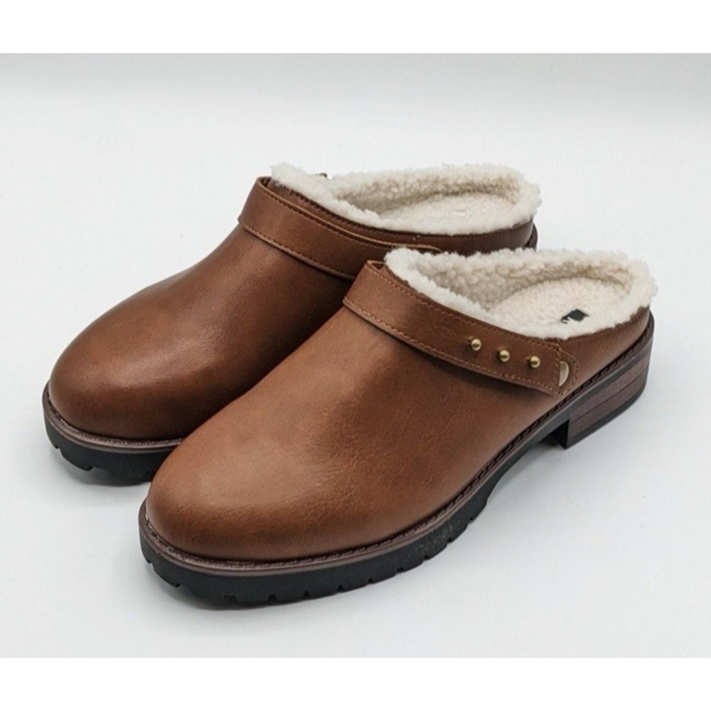 Kensie "Wrylie" Women's Faux Leather Clog Slip-On Mule‎ Lug Sole Shoe Tan Size 7